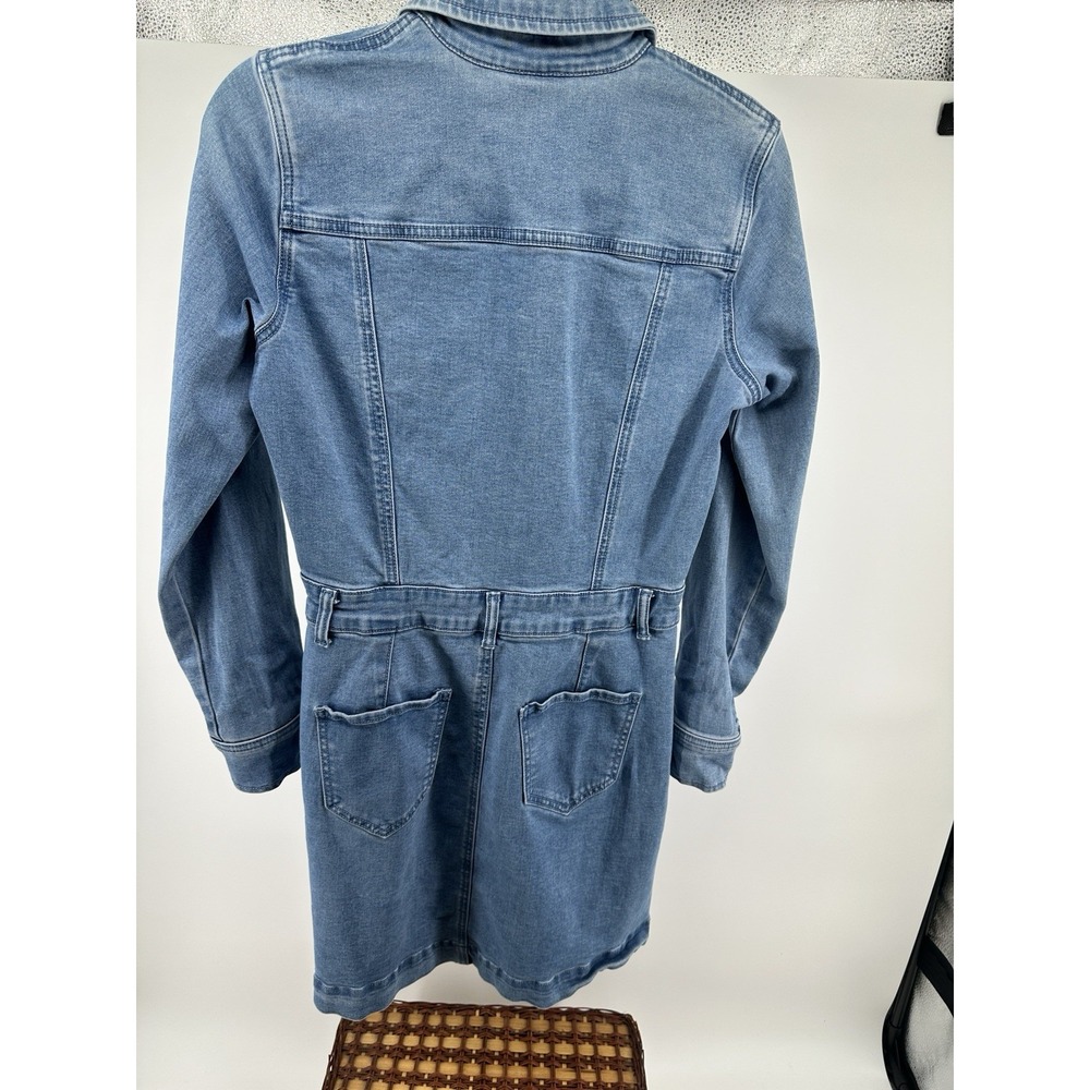 New York & Company Long Sleeve Denim Button-Front Mini Jean Dress Pockets Sz S - Picture 6 of 12